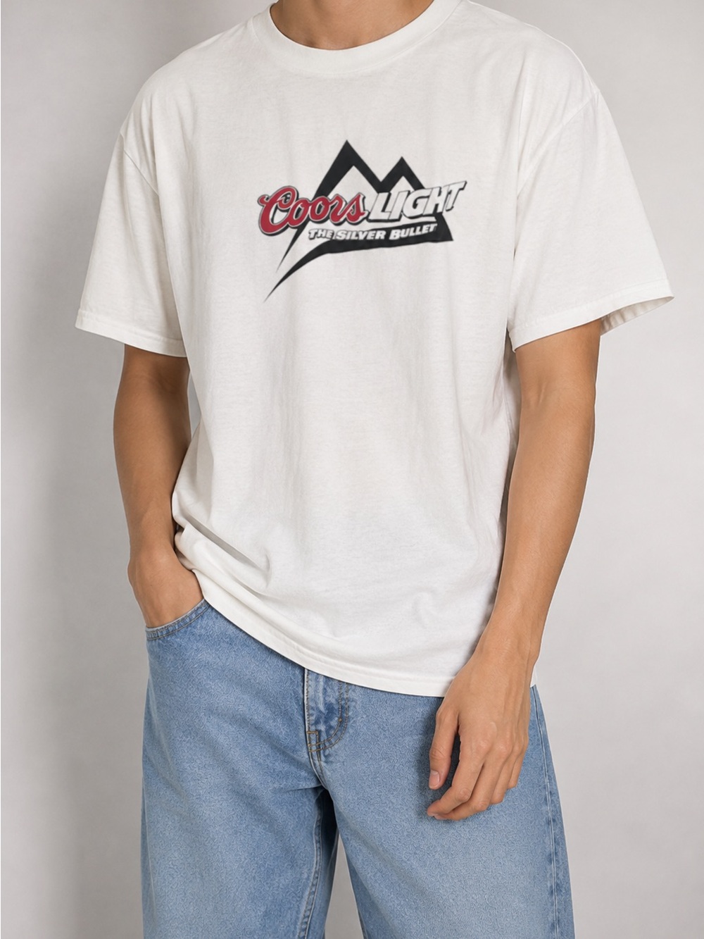 Coors Light Logo Graphic Tee White Vintage Style